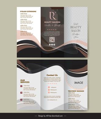 beauty salon brochure template modern dynamic curves checkered