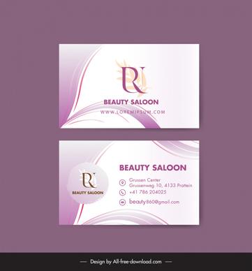 beauty salon business card template modern elegant curves leaf