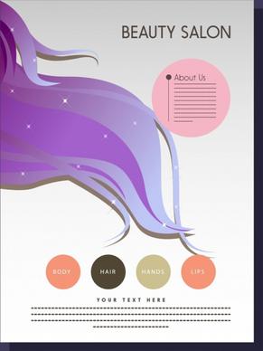 beauty salon infographic brochure violet hair colored circles