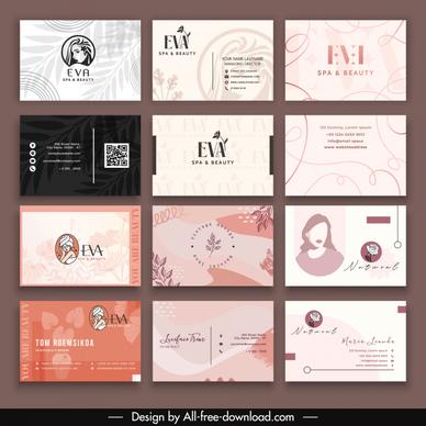 beauty spa agency business card templates collection classical decor