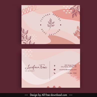 beauty spa agency business card templates retro grunge leaves