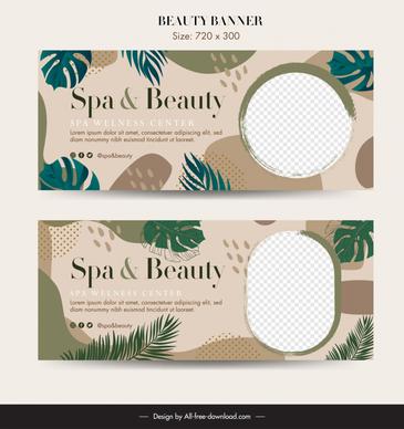 beauty  spa banner template classical leaf checkered