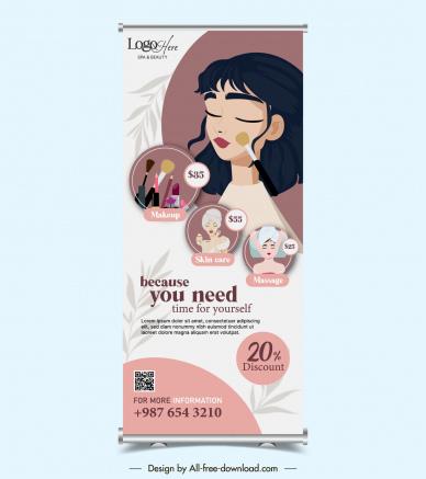 beauty spa salon roll up banner template ladies makeup cosmetic sketch