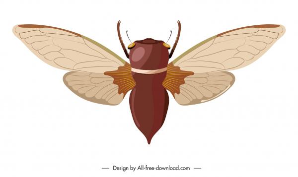 bee insect icon colored flat sketch straighten wings
