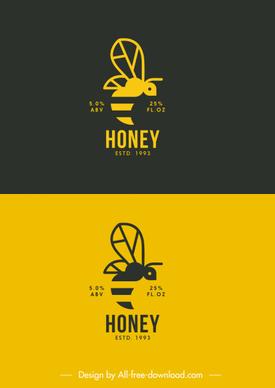 bee logo template black yellow flat sketch