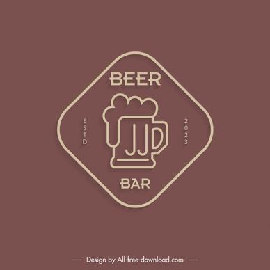 beer bar logo template flat retro isolated geometry 