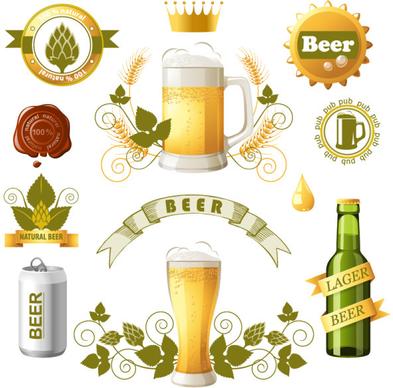 beer bottles with beer labels vector