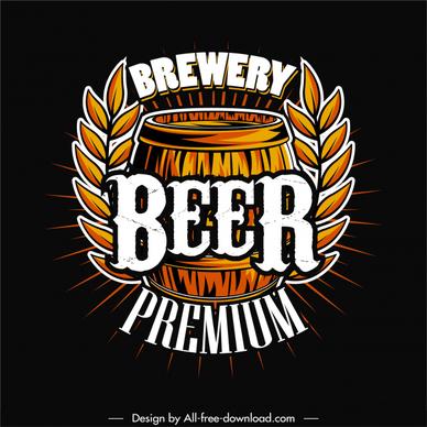 beer brewery logo template retro handdrawn barrel oats