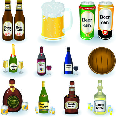 beer cans and beer bottles vector