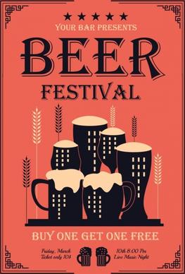 beer festival poster glass barley icons classical decor