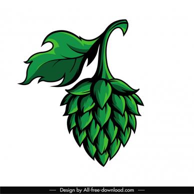 beer hop icon green classical handdrawn sketch