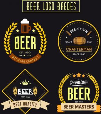 beer logo badges collection various colorful classical styles