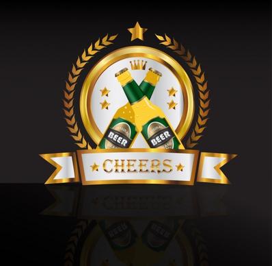 beer logo design sparkling golden decoration