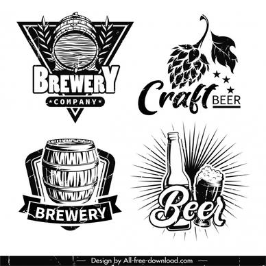 beer logotypes black white retro elements sketch