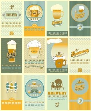 beer menu creative cover vector set