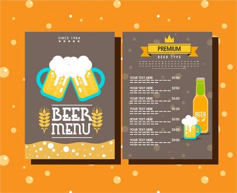 beer menu template symbols elements on dark background
