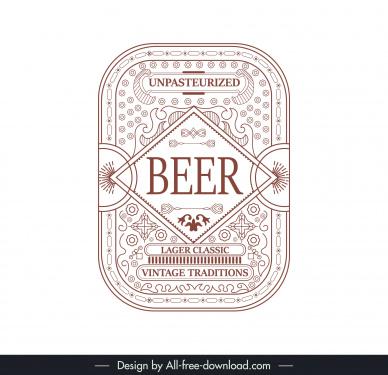 beer vintage label template symmetric design