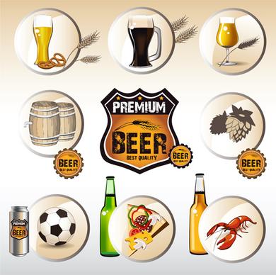 beer with food labels vector design