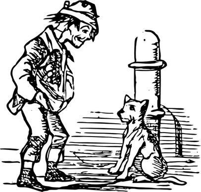Beggar And Dog clip art