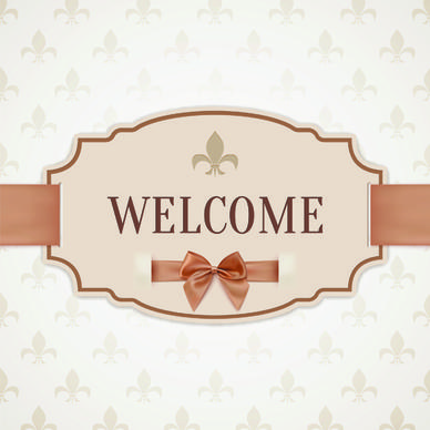 beige bow card template vector