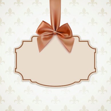 beige bow card template vector
