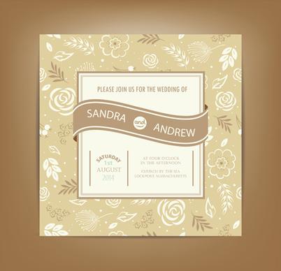 beige floral wedding cards vectors