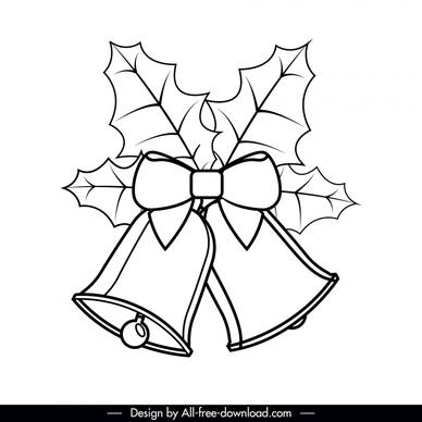 bell christmas icon black white classic outline  