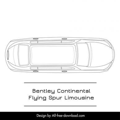 bentley continental flying spur limousine 2022 advertising banner top view sketch handdrawn flat design 