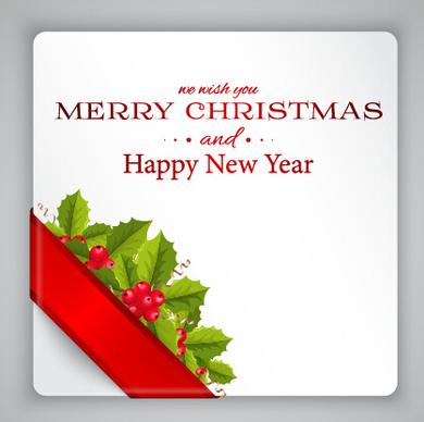 berries with christmas greeting card vector