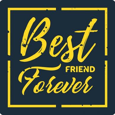 best friend banner template yellow calligraphic decoration