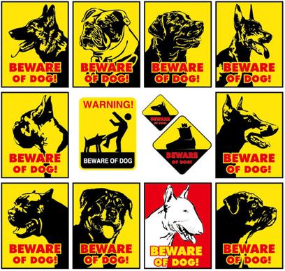beware of dog warning signs vector