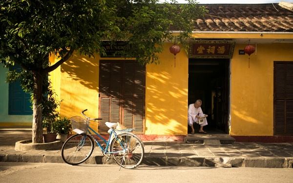 bicycle building china chinese home pavement person