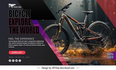 bicycle discount banner template dark forest scene