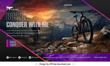 bicycle discount  banner template dark mountain scene