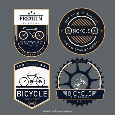 bicycle label templates elegant dark flat decor
