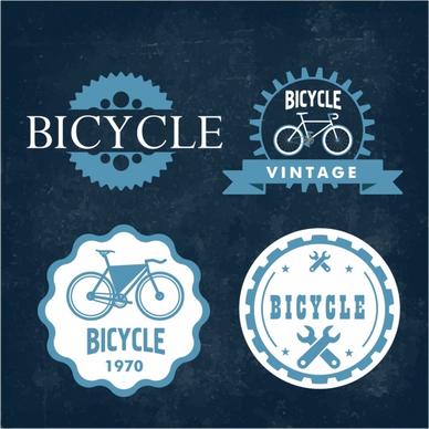 bicycle logo sets retro blue ornament