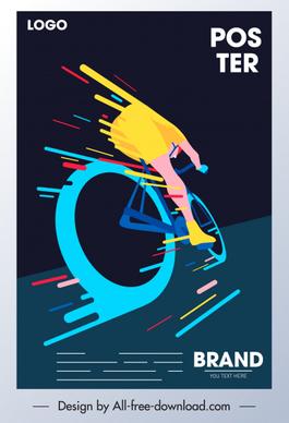 bicycle race poster cyclist icon colorful dynamic design