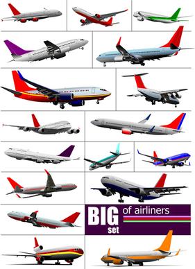 big airplanes model set vector