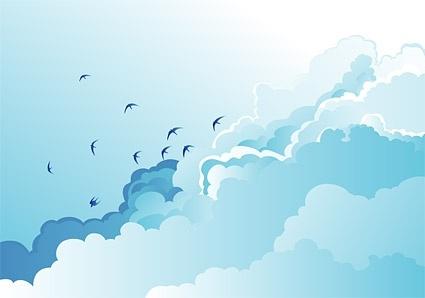 big blue sky scenery vector of wild geese