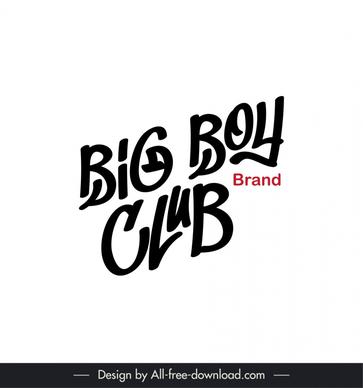 big boys club clothing brand logo flat handdrawn texts