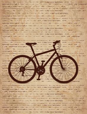 bike silhouette on old paper background