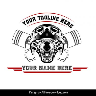 biker group with an aggressive biker tiger logo template flat black white symmetric design