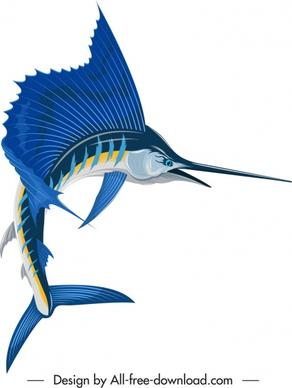 bill fish icon motion sketch colorful 3d design