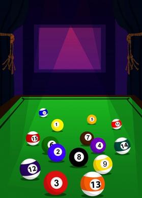 billiards table design numbering balls icons 3d decor