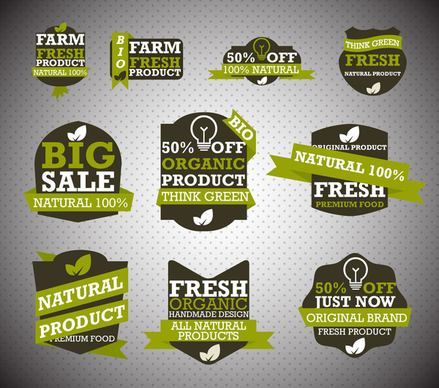 bio product labels sets illustration with multi shapes