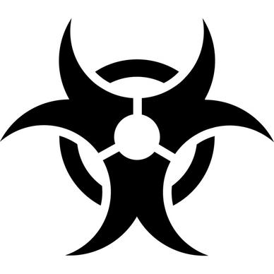 biohazard sign icon flat black white symmetric sketch