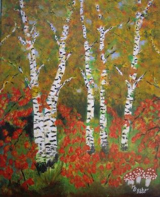 birch forest painting