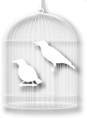 bird cage with papercuts vector