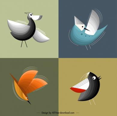 birds background templates colorful classical flat design