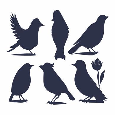 birds design elements flat silhouette